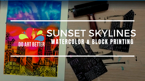 Watercolor and Block Printing Video Art Class